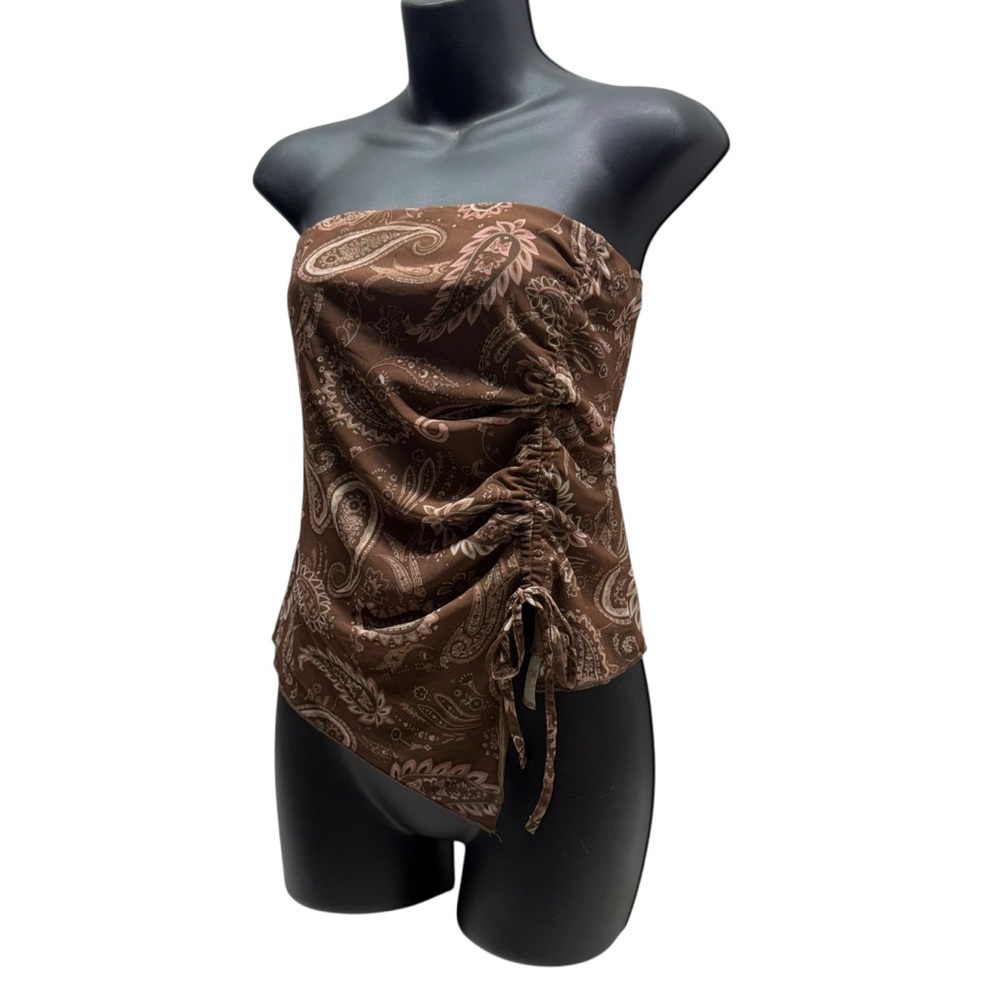 Almost Famous Boho Strapless Paisley Sheer Flowy Top